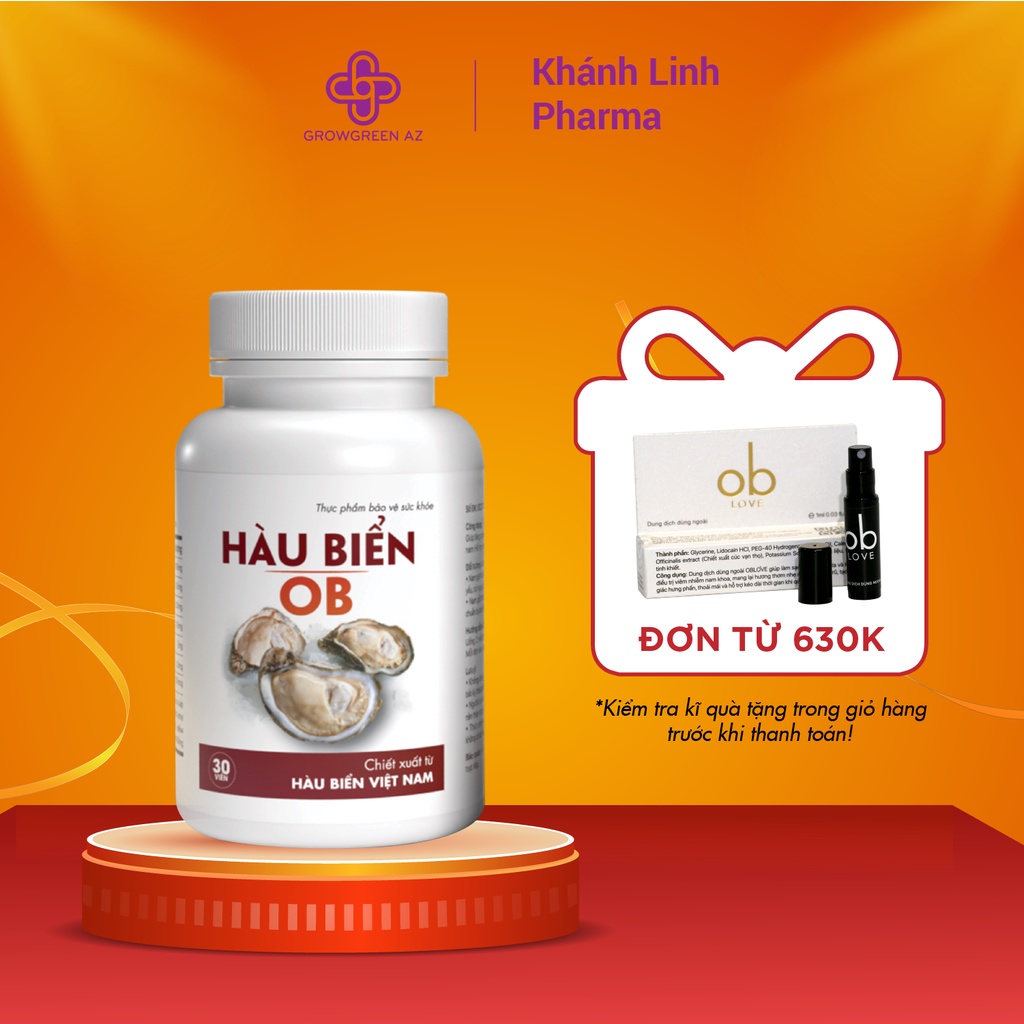 Tinh Chất Hàu Biển, Hàu Biển OB GrowGreenAz Tăng Cường Sinh Lý Nam Giới, Cải Thiện Cương Dương (Hộp 30 )