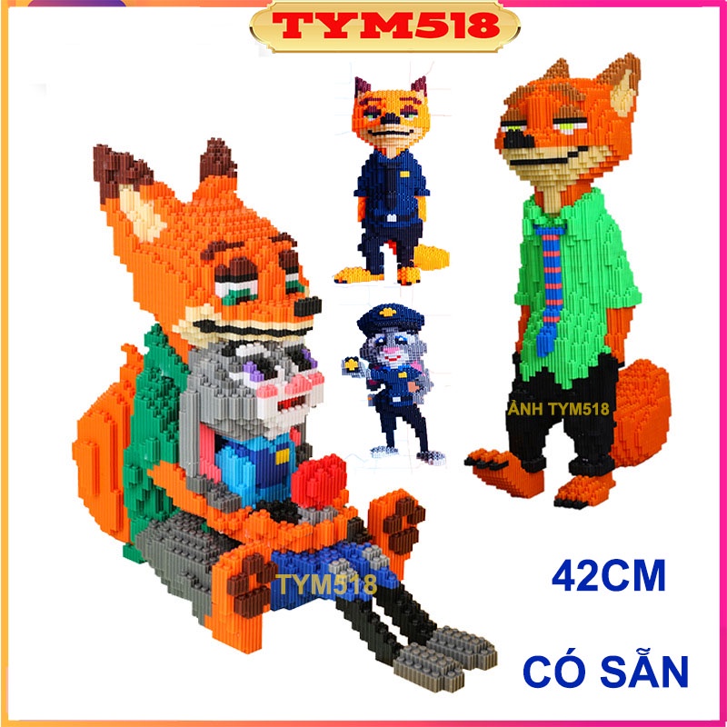 lắp ráp cáo nick và thỏ zootopia judy cỡ lớn size to 42cm đồ chơi xếp hình nano 3d cho bé chuẩn mẫu