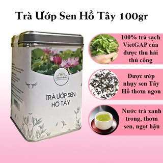 Trà Ướp Sen Tây Hồ 100gr - Trà Ướp Sen Hộp Thiếc Tân Cương Xanh Chính Hãng - Trà Sen Thanh Nhiệt Cơ Thể