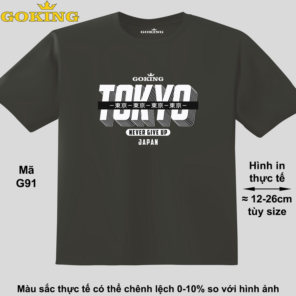 TOKYO, mã G91. Áo thun hàng hiệu Goking, form unisex nam nữ, trẻ em trai gái. Áo phông gia đình, cặp đôi
