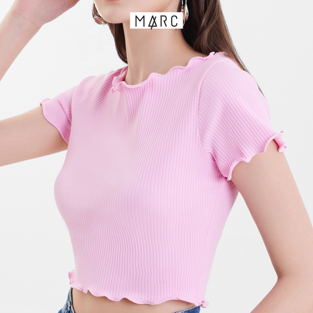 Áo thun gân croptop nữ MARC FASHION tay ngắn cuốn biên CBLT031123