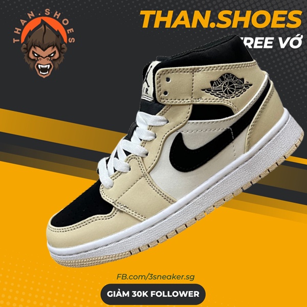 Giày Air JD1 Mid Coconut Milk, JD1 Cao Kem Đen - Than.Shoes