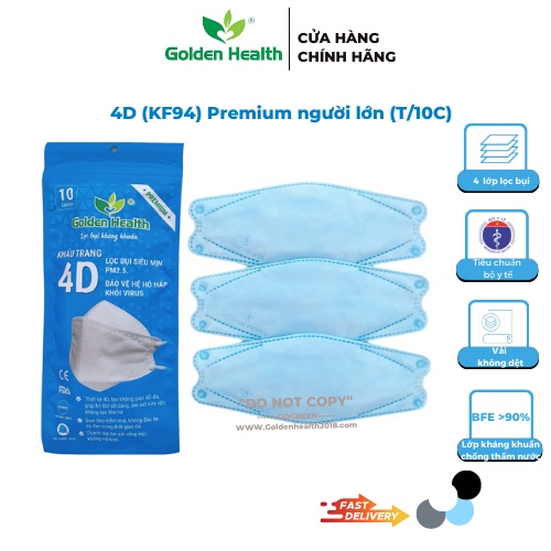 Khẩu Trang 4 LỚP KF94 GOLDEN HEALTH lọc bụi, kháng khuẩn, không lem son môi (KF94)