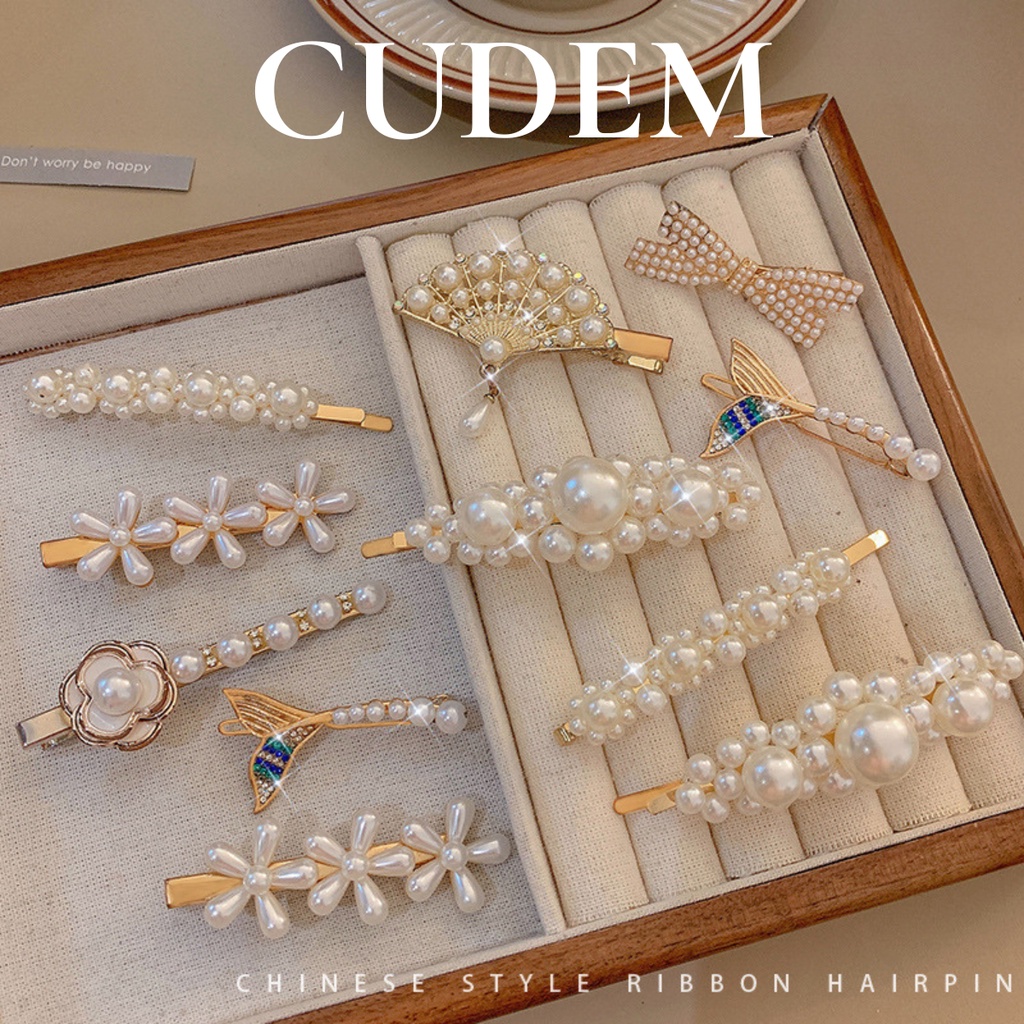 Kẹp cài tóc Hàn Quốc màu trắng đẹp sang trọng size nhỏ K21