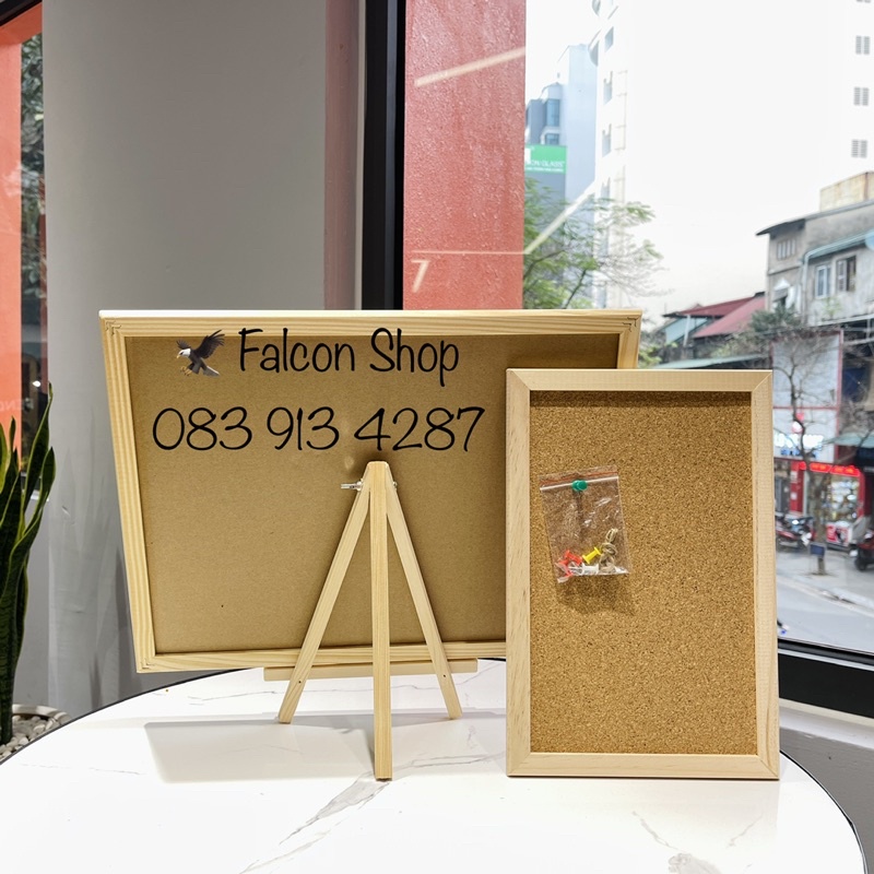 Bảng ghim gỗ bần, treo ảnh, giấy nhớ, postcard trang trí