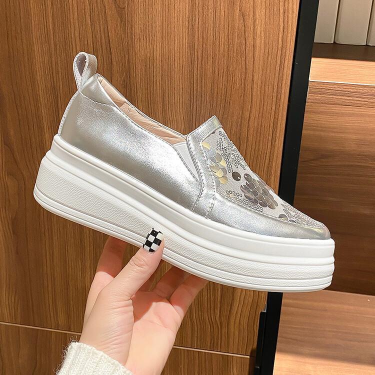 Giày Lười Da Đế Dày Phối Lưới Thoáng Khí Thời Trang 2023 Cho Nữ