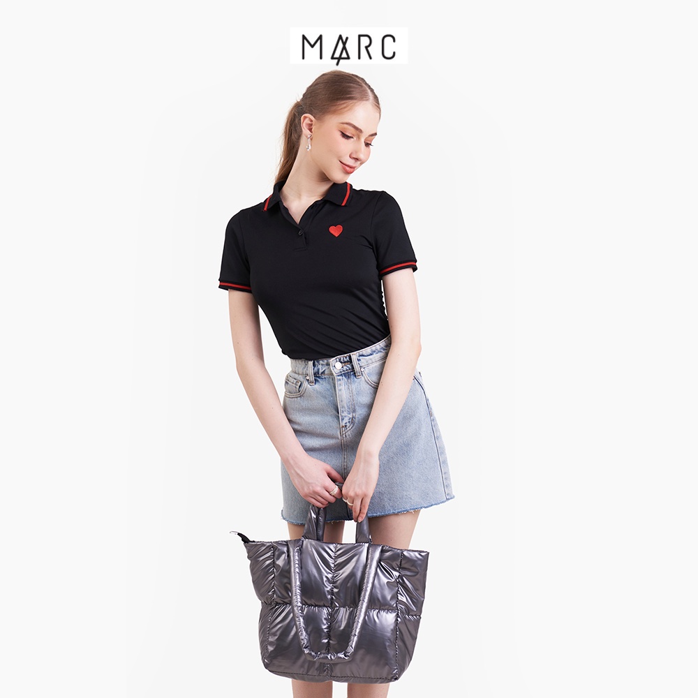 Áo polo nữ MARC FASHION form nhỏ thêu trái tim phối viền vải mềm mịn mát CBNT021623