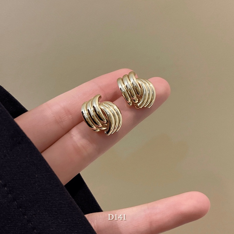 Bông tai tròn dạng xoắn cá tính kiểu dáng retro thanh lịch - Mely 1442