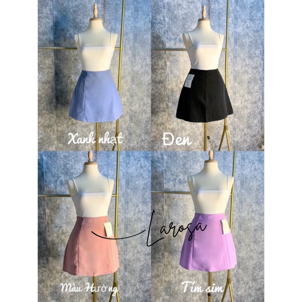 Chân váy , chân váy chữ A lưng cao dáng xoè màu đen vải tuyết mưa dày dặn khoá sau kèm quần trong phong cách hàn quốc