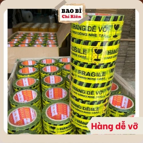 Băng dính hàng dễ vỡ - 90 yard - băng keo đóng hàng in chữ, xin nhẹ tay -baobichikien