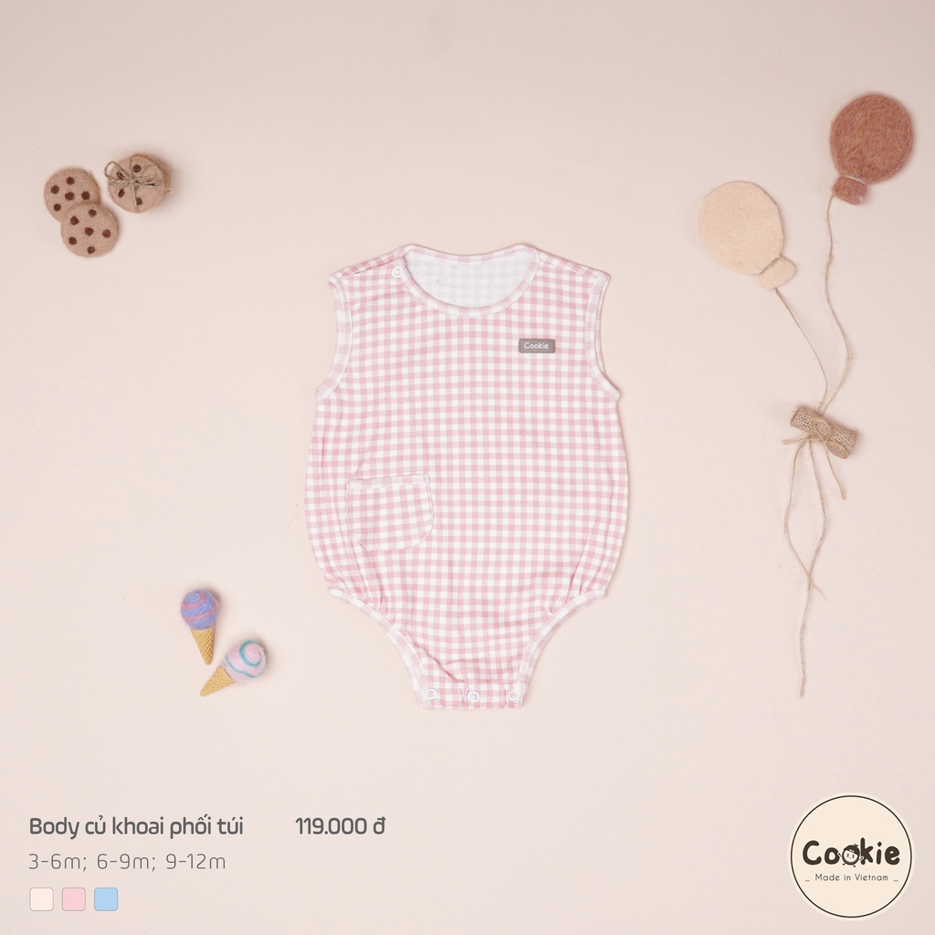 [COOKIE] Body caro củ khoai phối túi cho bé size 3-6m & 6-9m & 9-12m