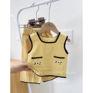 Set bộ viền ren nút lưng cho bé gái