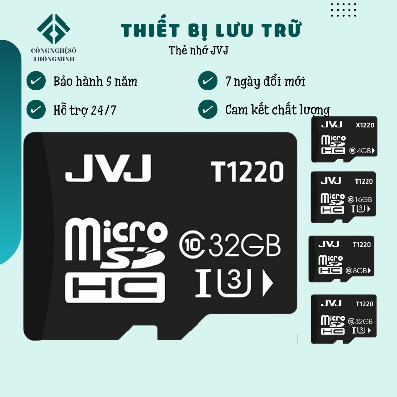 Thẻ Nhớ JVJ 64GB/32GB/16GB/8GB/4GB tốc độ cao - Chuyên Dụng CAMERA, Điện Thoại, Máy Ảnh, Bảo Hành 5Năm