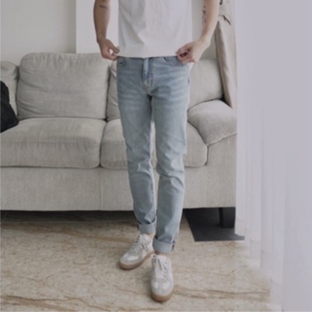 Quần jean nam LAB+ COTTONLAB quần bò nam màu xanh nhạt chất co dãn, from slimfit cao cấp S230201LAB