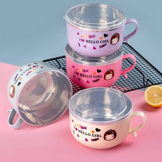 Bát ăn cháo mì phở loại 2 lớp cách nhiệt - bát cháo kèm nắp