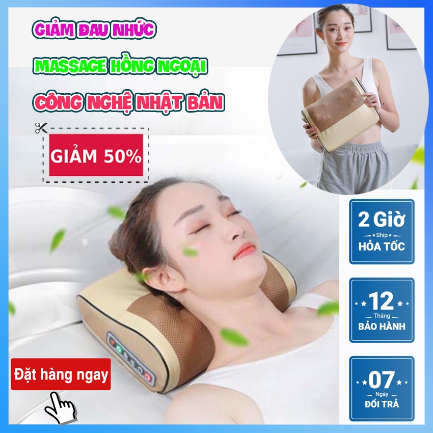 Gối Massage Cổ Vai Gáy, Máy Massage Hồng Ngoại Giảm Nhức Mỏi Toàn Thân 20