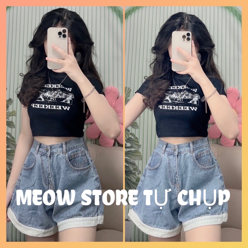 Áo croptop ôm body WEEKEEP chất thun lạnh cá tính