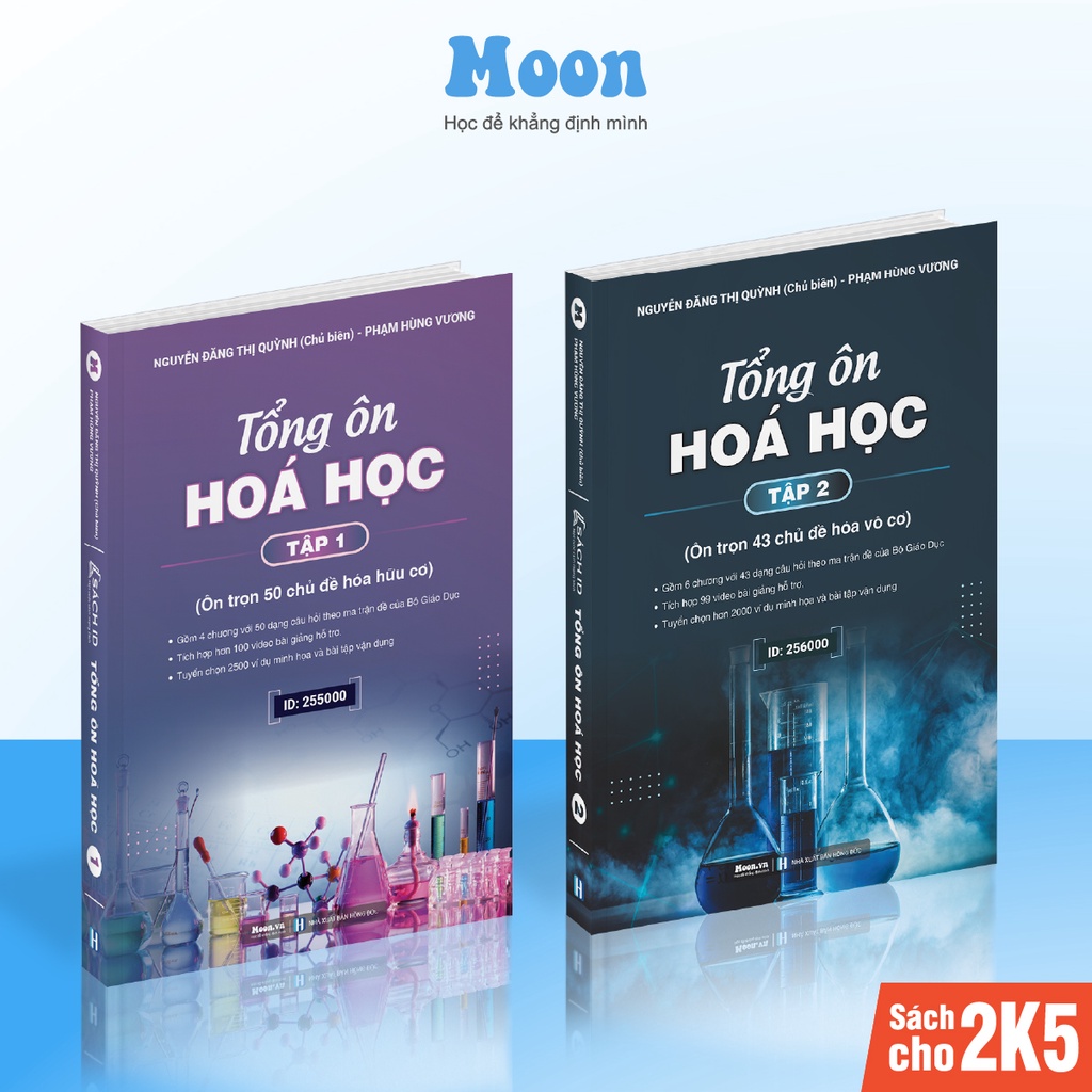 Tổng ôn hoá học lớp 12, sách luyện thi kiến thức ôn thi thpt quốc gia bản mới nhất Moonbook