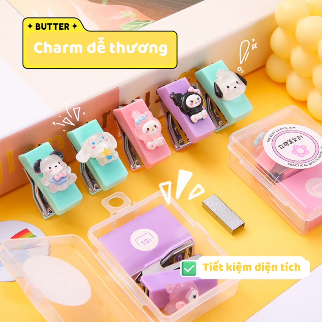 Đồ bấm giấy siêu mini Sanrio kèm kim bấm purpleheartbora