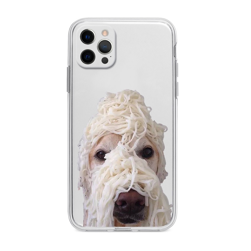 Ốp Điện Thoại Silicon Trong Suốt chó mặt úp bún độc lạ Chống Sốc Cho iPhone 11 13 Pro Max 12 Pro Max 7Plus xr u561