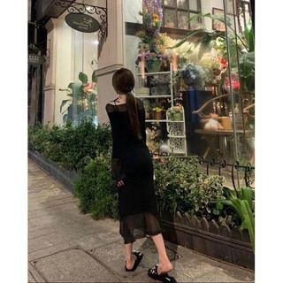 ĐẦM MIDI ĐEN PHỐI VOAN LƯỚI ĐUÔI CÁ 🖤