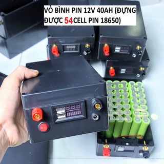 Hộp ABS đựng vừa 48 cell pin 18650. Hộp được gắn sẵn cọc, đồng hồ báo pin, jack sạc KT 200x120x75mm