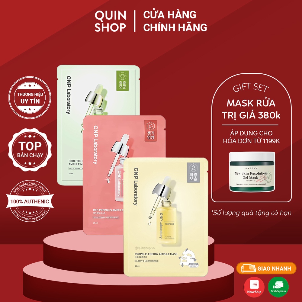 Mặt Nạ Giấy Se Khít Lỗ Chân Lông, Cấp Ẩm CNP Laboratory Red Propolis, Propolis Energy, Pore Tightening Ampule Mask