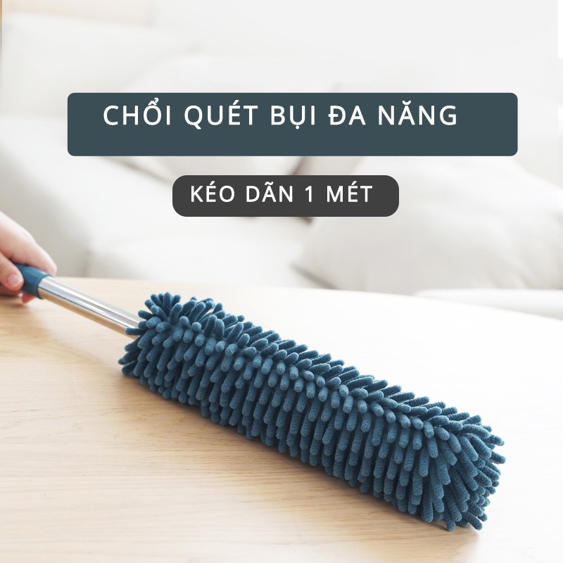 Chổi phất trần kéo dài quét bụi lông gà quét giường quét bụi gia dụng có thể thu vào giặt babo
