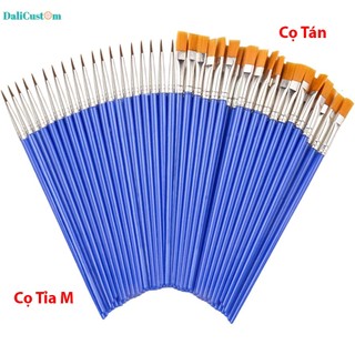 Set 50 Set 100 Cọ Tỉa Cọ Tán Vẽ Màu Acrylic Loại Tốt Tô Tượng Vẽ Màu Nước 3 Cỡ Đầu Ngò 200 Cây Tặng 10 Cây