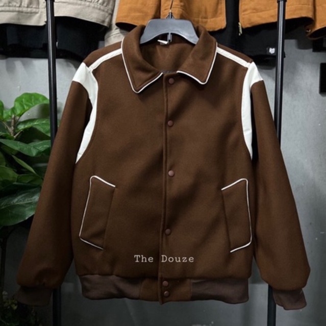 [ CÓ SẴN ]- Varsity jacket - áo khoác bóng chày full dạ - chi tiết da-  hàng chuẩn - The Douze