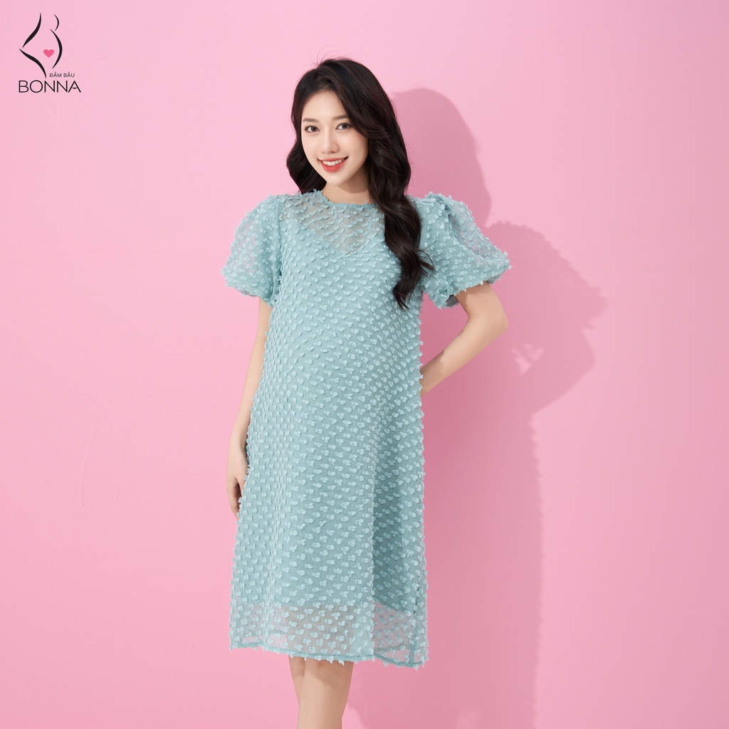 Đầm bầu thiết kế BONNA chất vải tơ bông nổi cao cấp lót lụa mềm mại, dáng suông rộng rãi thoải mái, nhẹ nhàng VS322