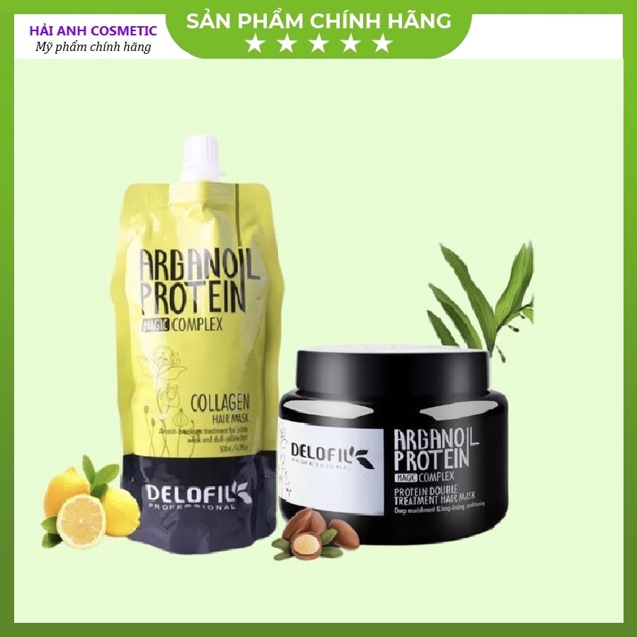 Kem ủ tóc, dầu hấp tóc DELOFIL Collagen Hair Mask phục hồi tái sinh tóc hư tổn, dưỡng siêu mềm mượt 500ml