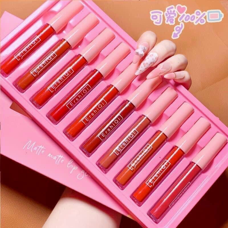 Sét son 10 cây son kem lì ErshiQi siêu hot vị hoa quả pc
