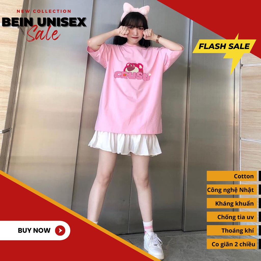 Áo thun Unisex BEIN Gấu Lotso01, áo phông nam nữ form rộng chất cotton dày dặn, mát mịn thấm hút mồ hôi