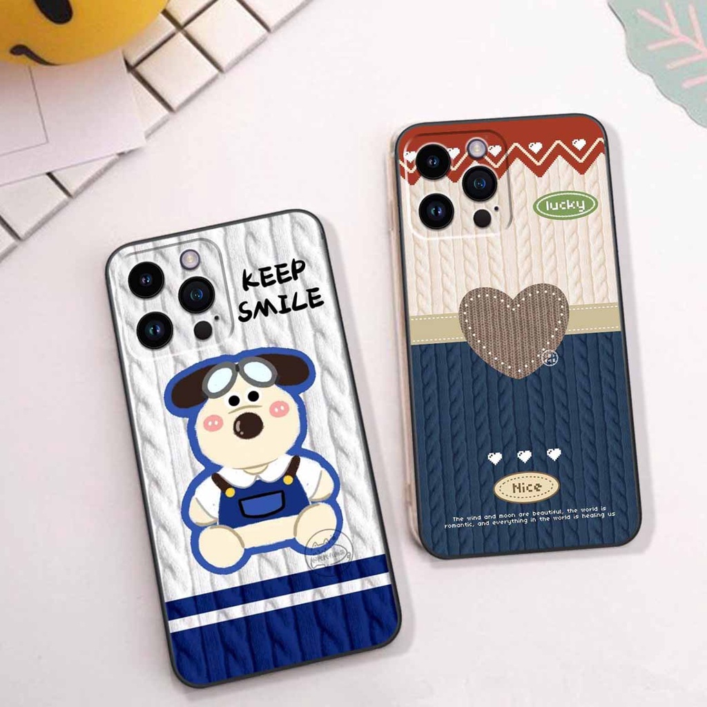 Ốp lưng TPU Viền vuông Iphone 11 / 11 Pro / 11 Pro Max / SE in hình họa tiết len Lucky Bunny,Bear,Smile