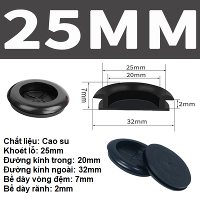 Combo 10 Vòng đệm, ron cao su, nút che lỗ tủ điện phi 22mm, 25mm, 27mm, 30mm, 32mm