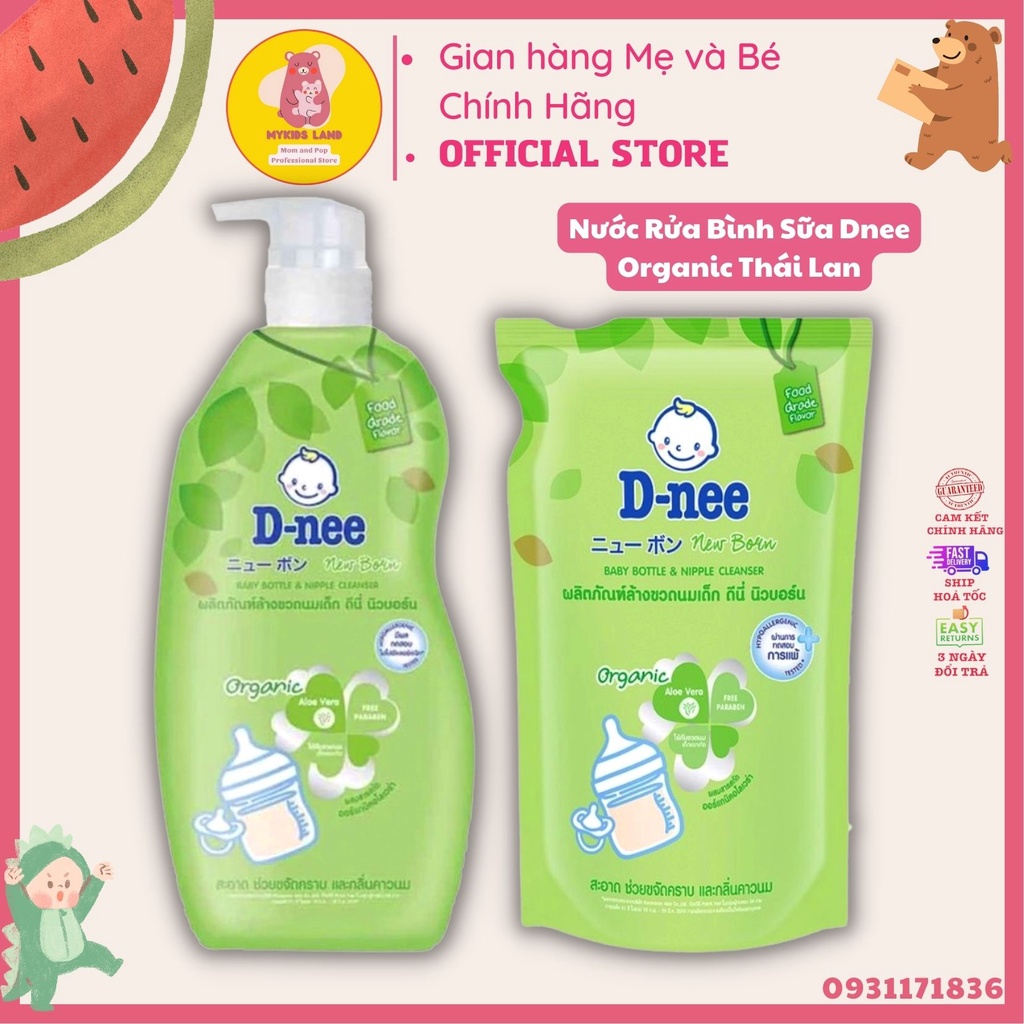 Nước Rửa Bình Sữa DNEE Organic Thái Lan Chai 620ml - Túi 600ml D-nee