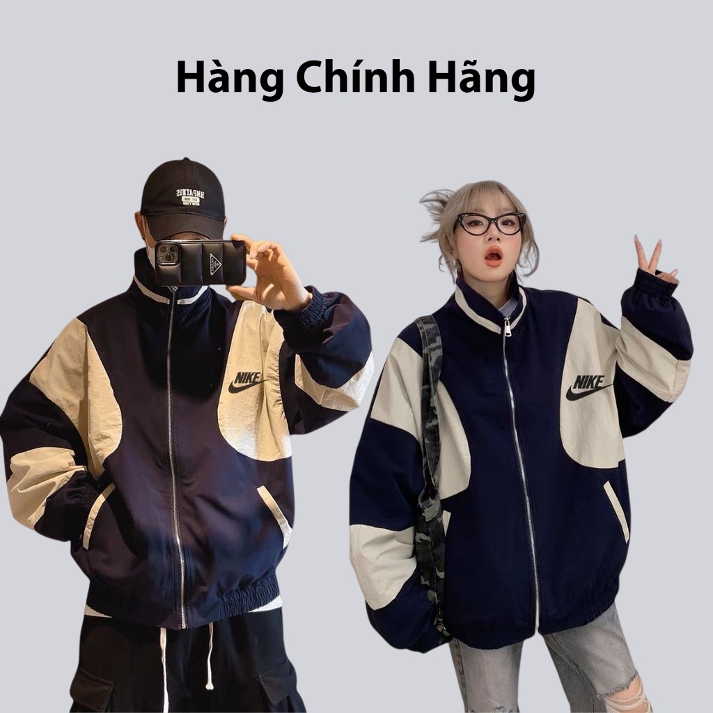 Áo khoác gió Nike chính hãng đôi nam nữ 2 lớp unisex chất liệu dù cao cấp unisex form rộng brand jacket 411