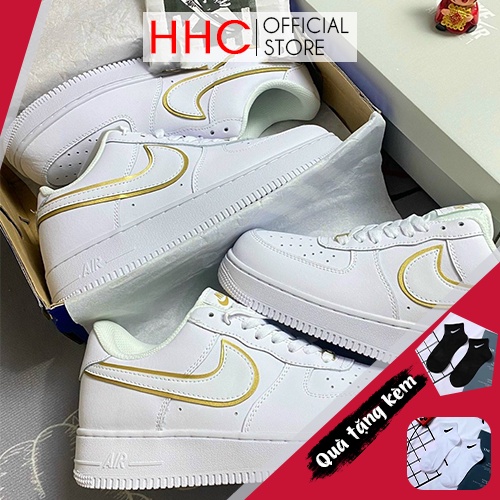 Giày thể thao AF1 Trắng Vệt Vàng cổ thấp nam nữ tôn dáng, Giày Thời Trang - hàng cao cấp FullBox H002