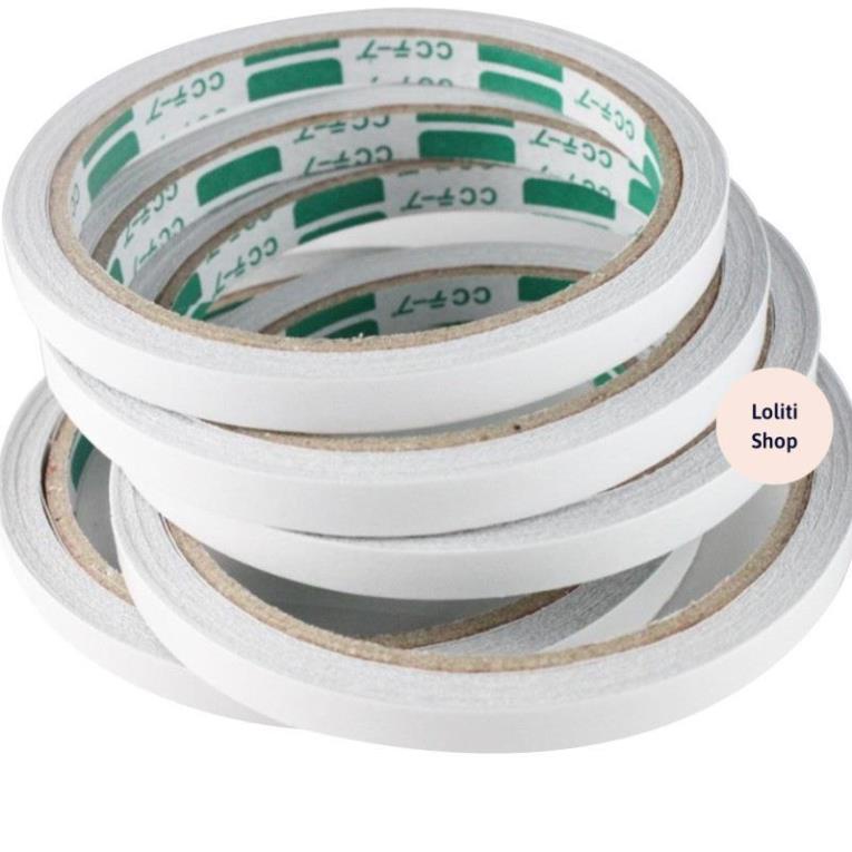 Cuộn băng dính 2 mặt siêu dính dài khoảng 12m rộng 1cm cho văn phòng, đồ thủ công LOLITI DINH561