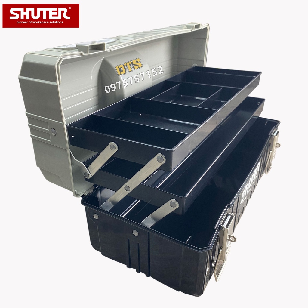 Thùng đồ nghề cao cấp 3 tầng TOP Đài Loan 17'' SHUTER TB-402, hộp đựng dụng cụ nhựa ABS siêu bền sắp xếp gọn gàng