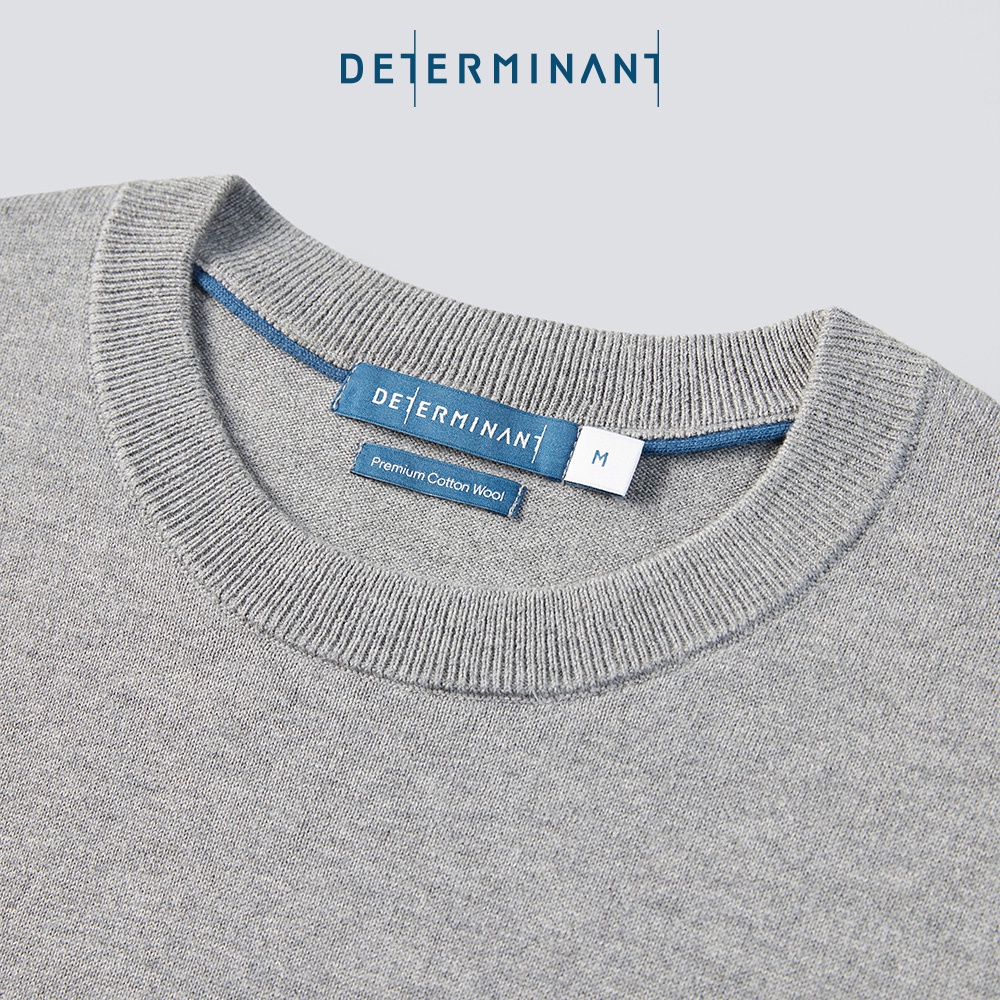 Áo sweater nam len Merino cao cấp DETERMINANT cổ tròn - Cotton/sợi Siro wool - Xám - Grey EGBC25 [DETFS01]