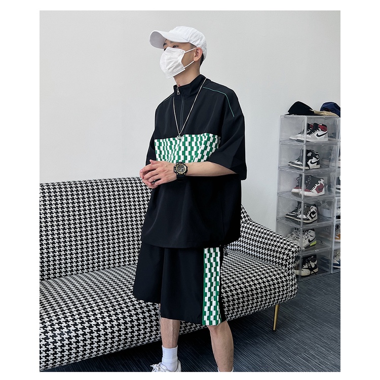 Bộ Thể Thao Nam Hè Cổ Trụ Phối Khóa Kéo Cao Cấp, Chất Liệu Cotton Mịn Mã TRU02 Cá Tính