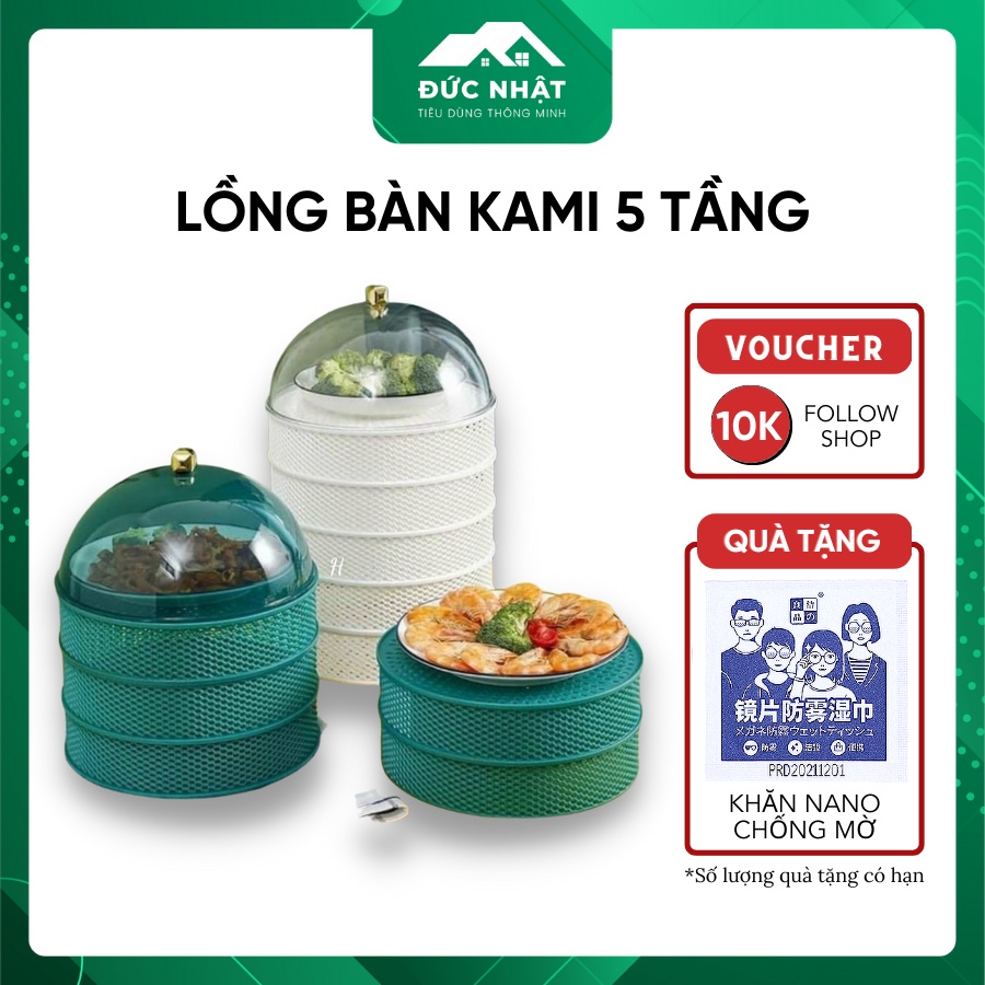 Lồng bàn 5 tầng giữ nhiệt đậy thức ăn thông minh chống ruồi muỗi - Shop Đức Nhật