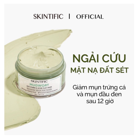 SKINTIFIC Mặt nạ đất sét ngải cứu giảm mụn & MẶT NẠ ĐẤT SÉT Mặt Nạ bùn MỤN Mặt Nạ Cấp ẩm Mặt Nạ Ngải Cứu 55g