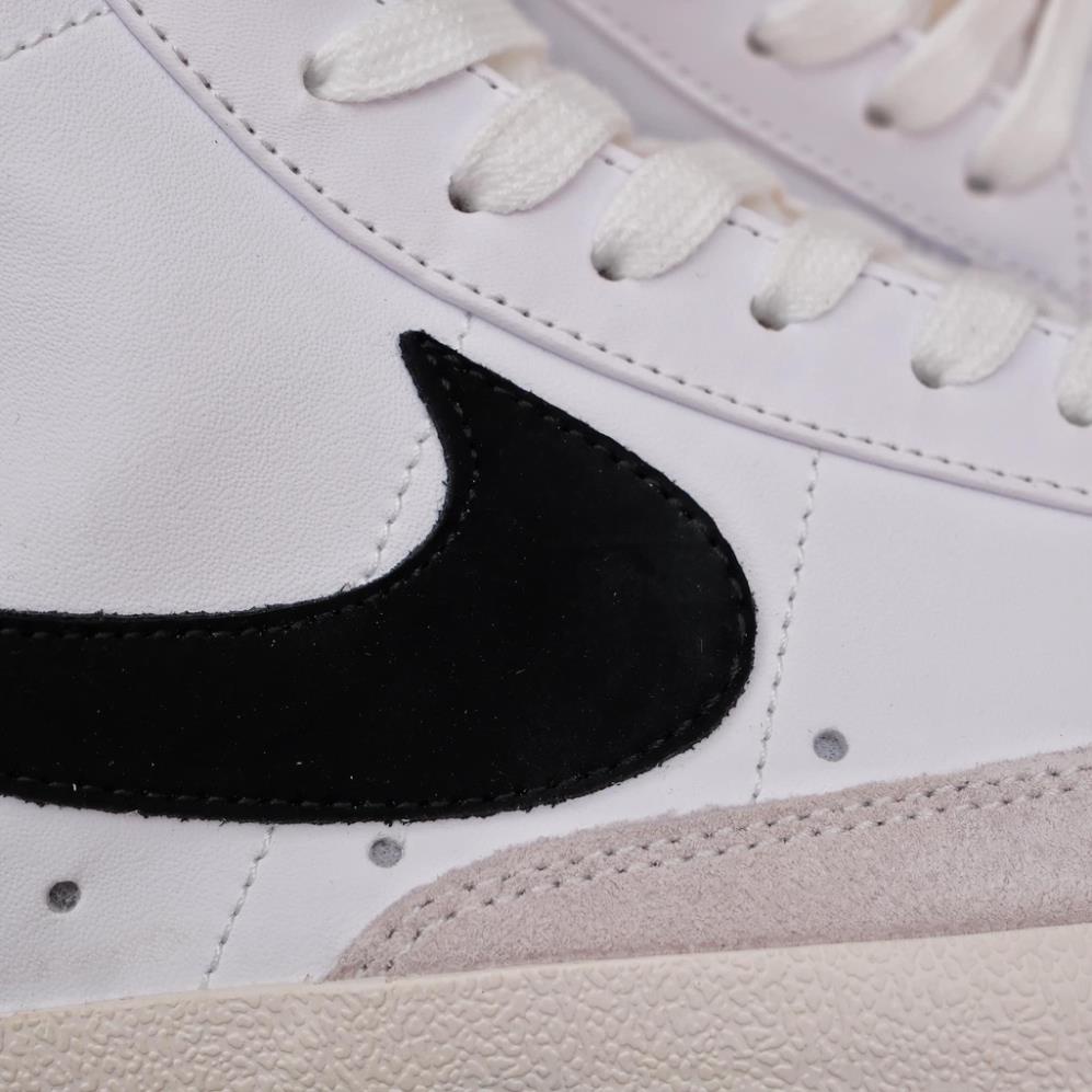 Giày Thể Thao Blazer Mid 77 Vintage White Black, Giày Sneaker Nam Nữ Blaze Đen Trắng cổ cao cổ thấp