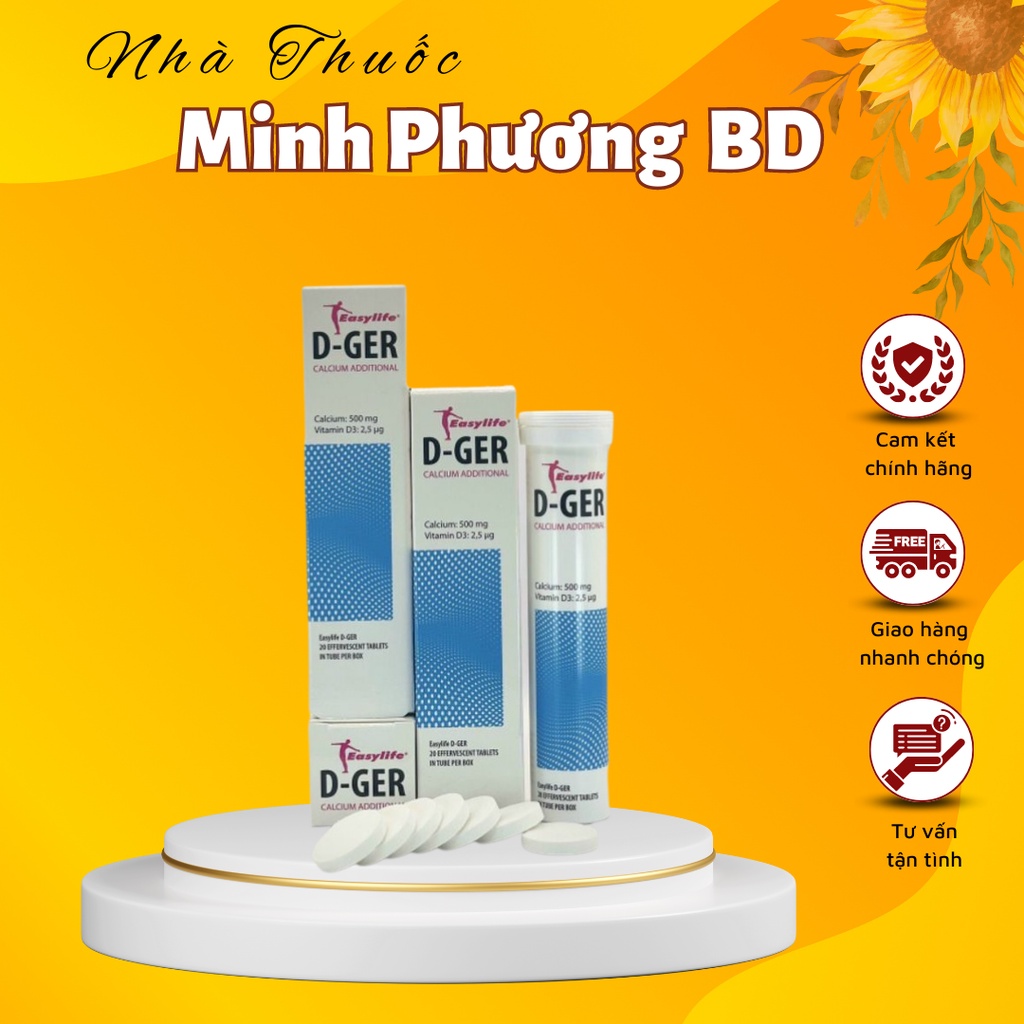 Viên sủi bổ sung CALCIUM + Vitamin D3 D-GER, nhập khẩu Đức giúp bổ sung Canxi (tuýp 20 viên sủi)