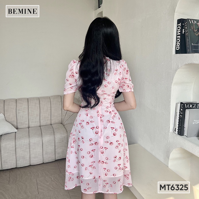 Đầm hoa nhí cổ V váy xòe BEMINE MT6325