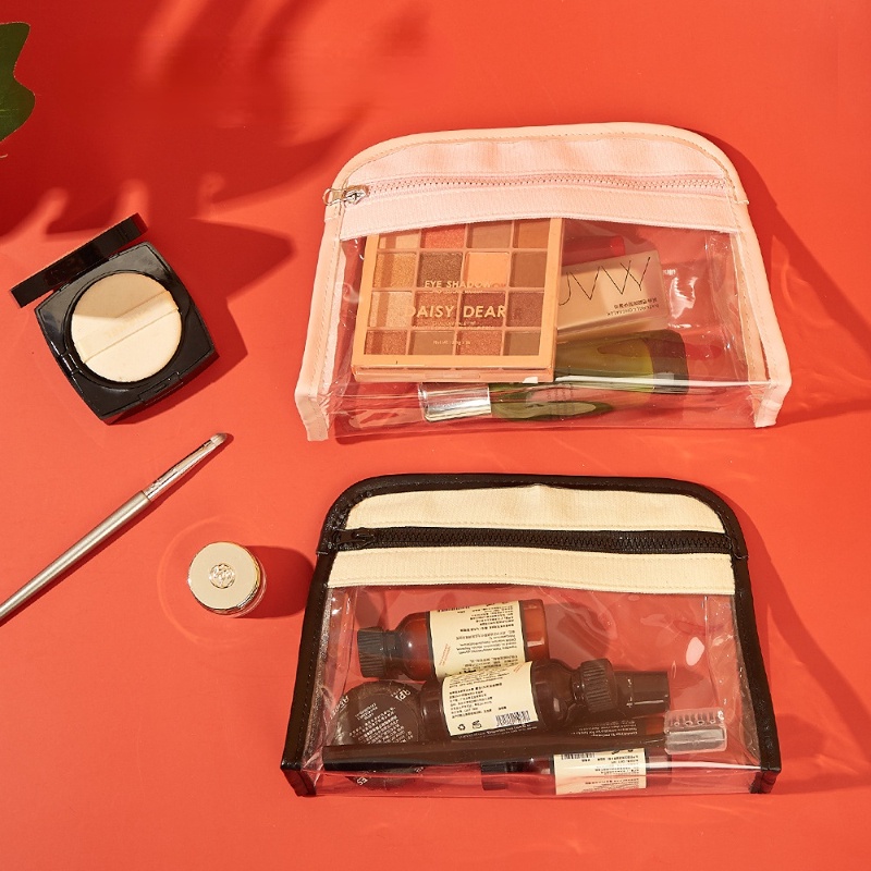 Túi Đựng Mỹ Phẩm Trong Suốt Có Khóa Kéo Chống Thấm Nước Phong Cách Nhật Bản