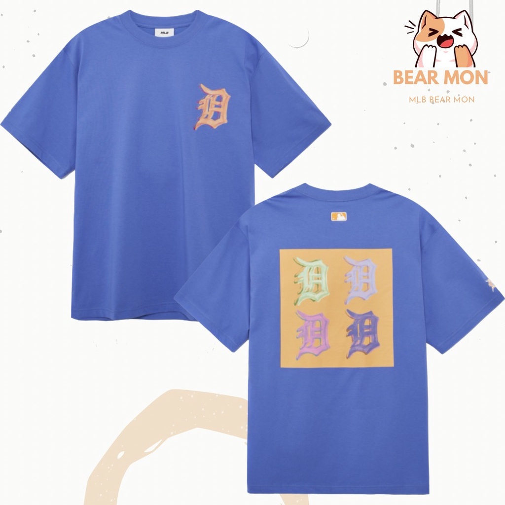 Áo Phông Nam Nữ MLB Pop Art Graphic Overfit Short Sleeve T-Shirt Detroit Tigers 3Atsl0233 Trắng xanh vàng